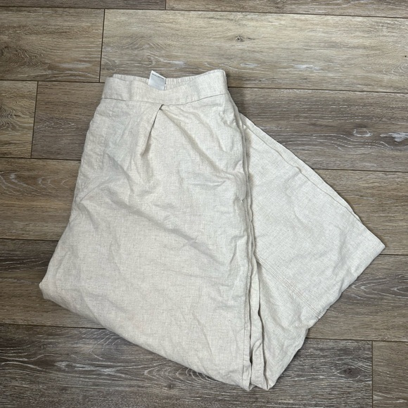 Banana Republic Linen Blend Wide Leg Cream Pants Sz XL - Picture 1 of 4